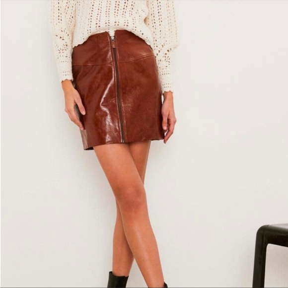 ba&sh Melba Lamb Leather Zip Up Mini Skirt - Picture 14 of 14